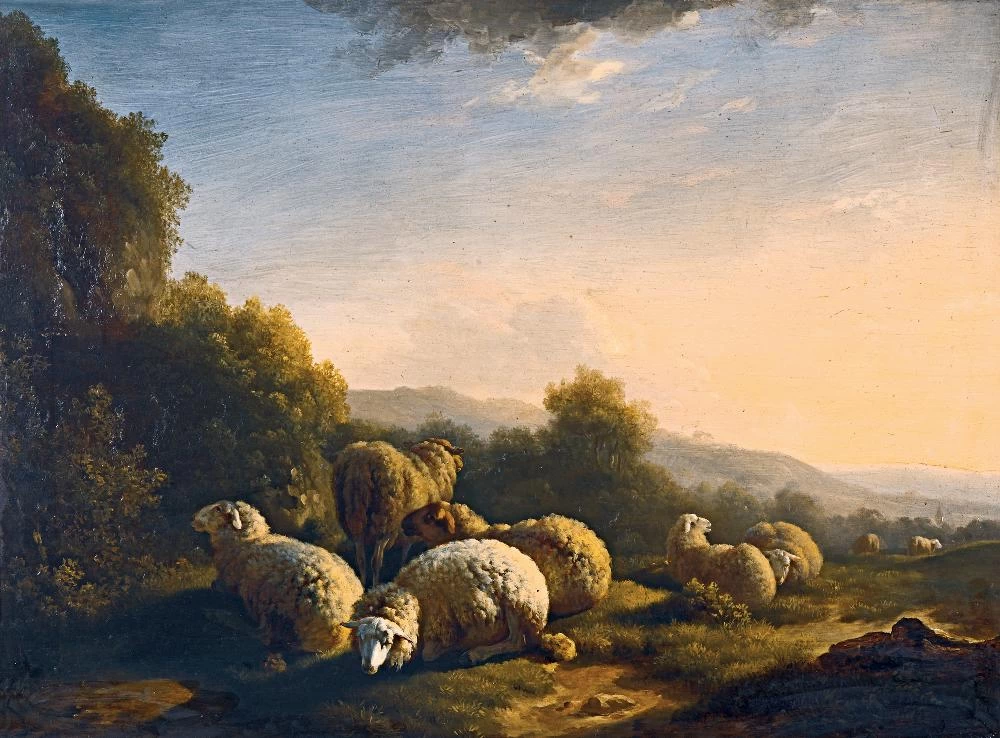 Balthasar Ommeganck - Paesaggio con pecore, attribuito